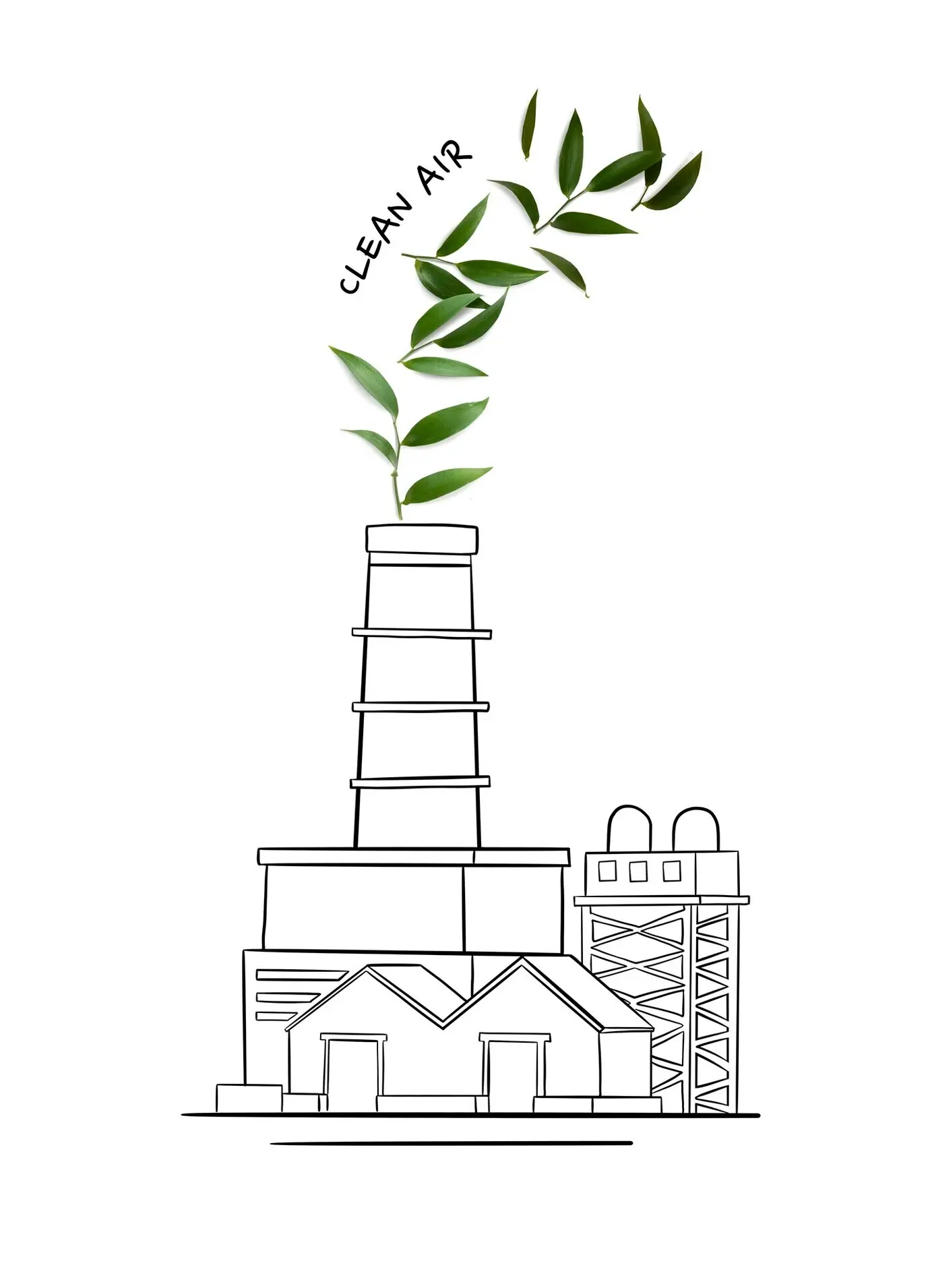 Collage zum Konzept von Nachhaltigkeit und Fabriken